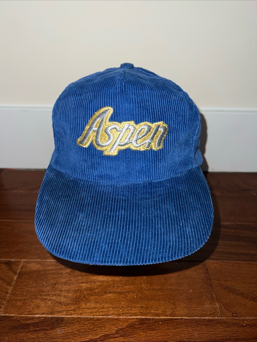 VTG  Aspen Skiing Snapback Hat Ski Resort Aspen Colorado Blue and Gold